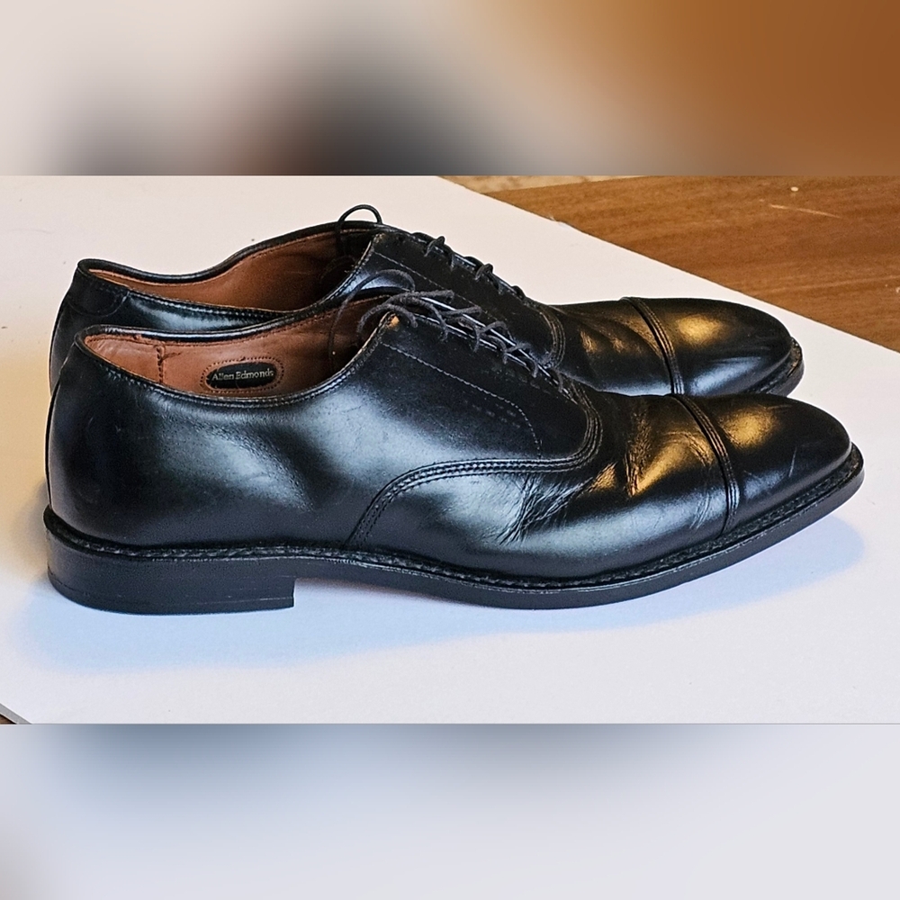 Allen Edmonds Black Leather Park Avenue Cap Toe Oxford Dress Shoes Size 11.5 - Picture 2 of 8